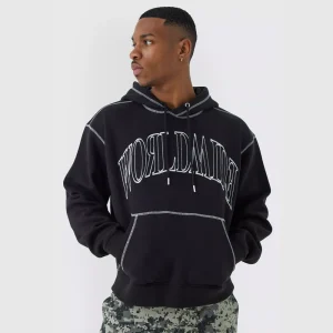 Oversized Worldwide Contrast Stitch Hoodie