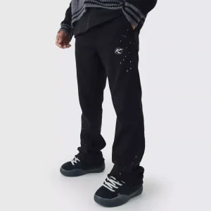 Relaxed Flared Carpenter Paint Splatter Trousers