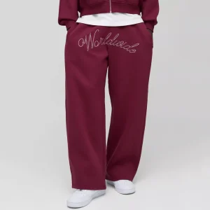 Wide Leg Worldwide Embroidered Joggers