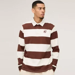 Regular Fit Stripe Long Sleeve Rugby Polo
